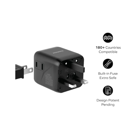 MOMAX 1-World Universal Travel Charger with Dual AC