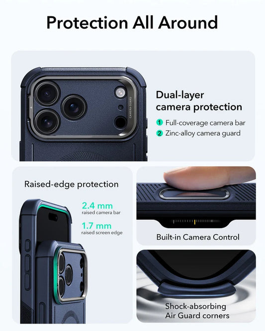 ESR Cyber Tough Magnetic Case (Camera Control, Stash Stand) 17 SERIES