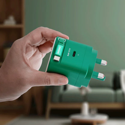 MOMAX 1-Charge+ 1-Port GaN Charger With Built-In USB-C Cable 65W