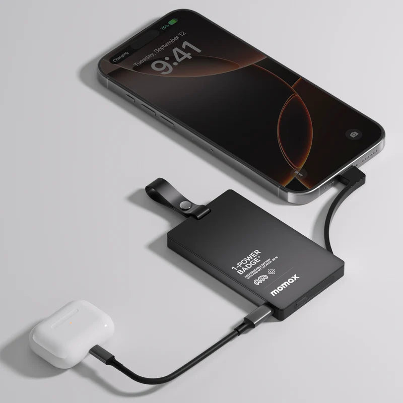 MOMAX 1-Power Badge+ Emergency Power Bank With Find My Locator
