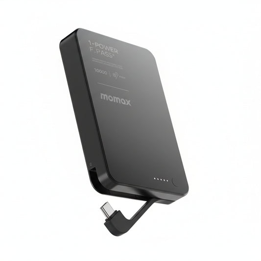 MOMAX 1-Power F.Pass⁺ 10000mAh Magnetic Battery Pack with Built-in Cable