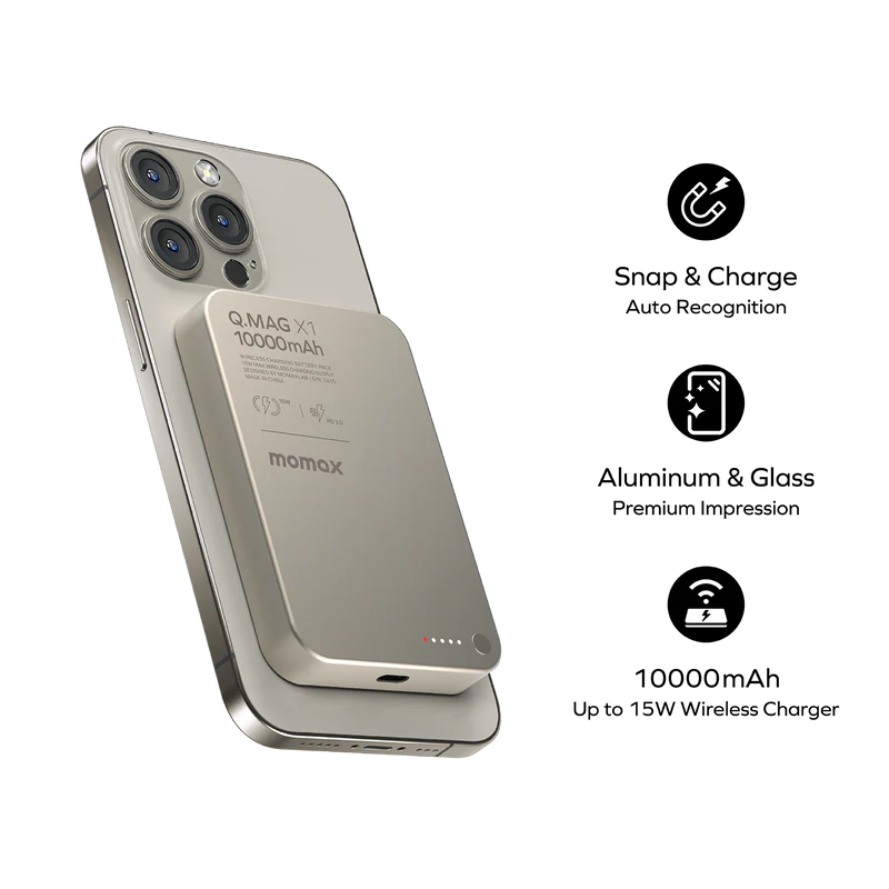 Momax Q.Mag X1 Magnetic Wireless Power Bank 10000mAh - Gen 2