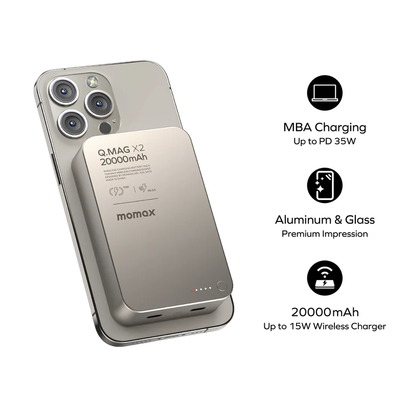 Momax Q.Mag X2 Magnetic Wireless Power Bank 20000mAh - Gen 2