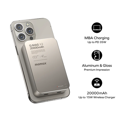 Momax Q.Mag X2 Magnetic Wireless Power Bank 20000mAh - Gen 2