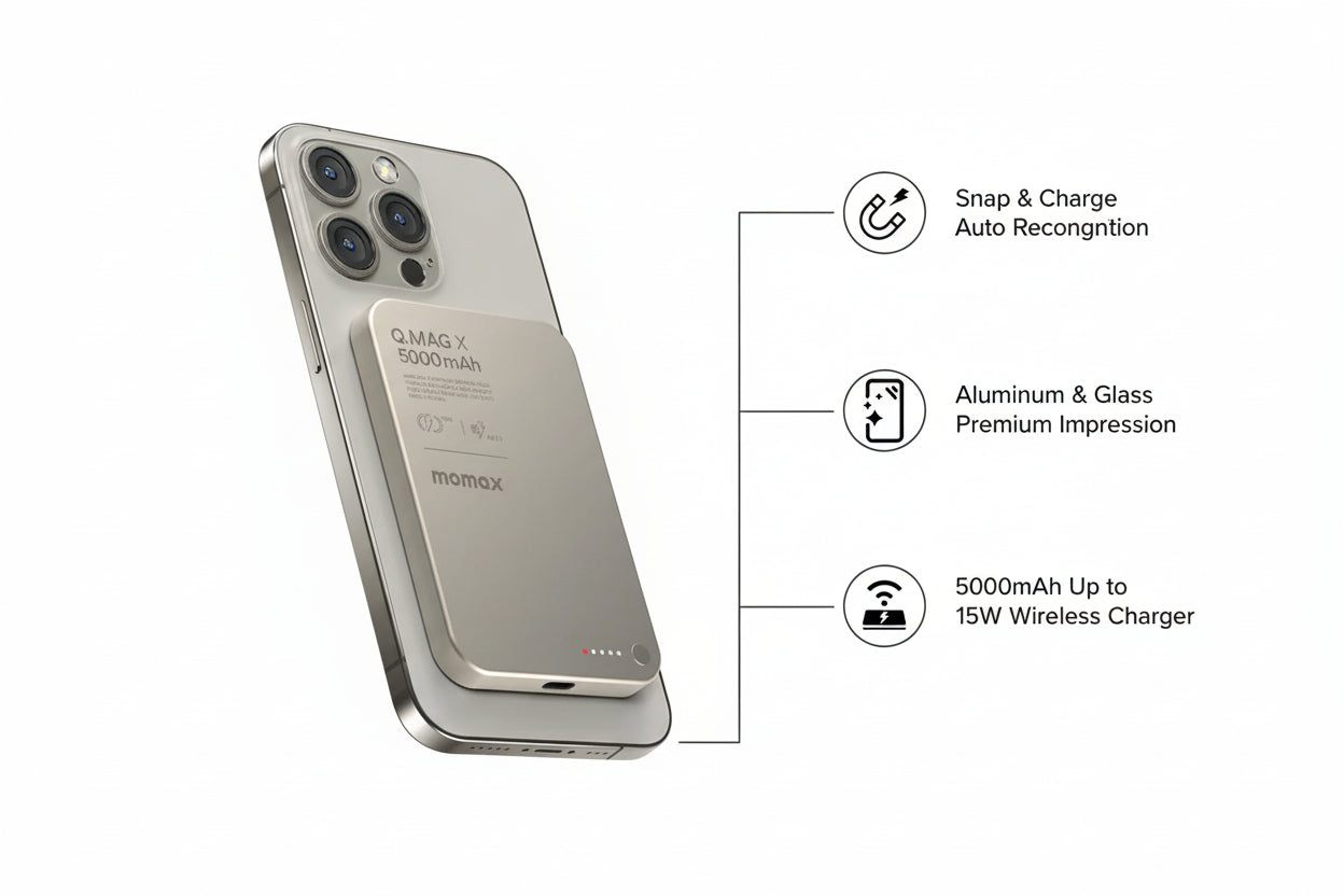 Momax Q.Mag X Magnetic Wireless Power Bank 5000mAh - Gen 2