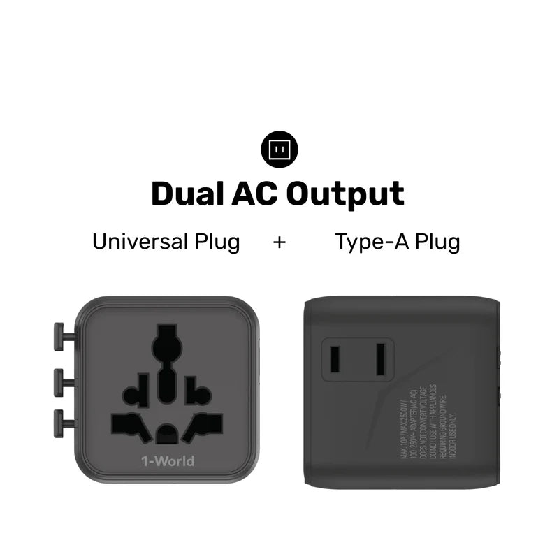 MOMAX 1-World Universal Travel Charger with Dual AC