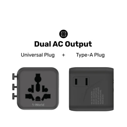 MOMAX 1-World Universal Travel Charger with Dual AC
