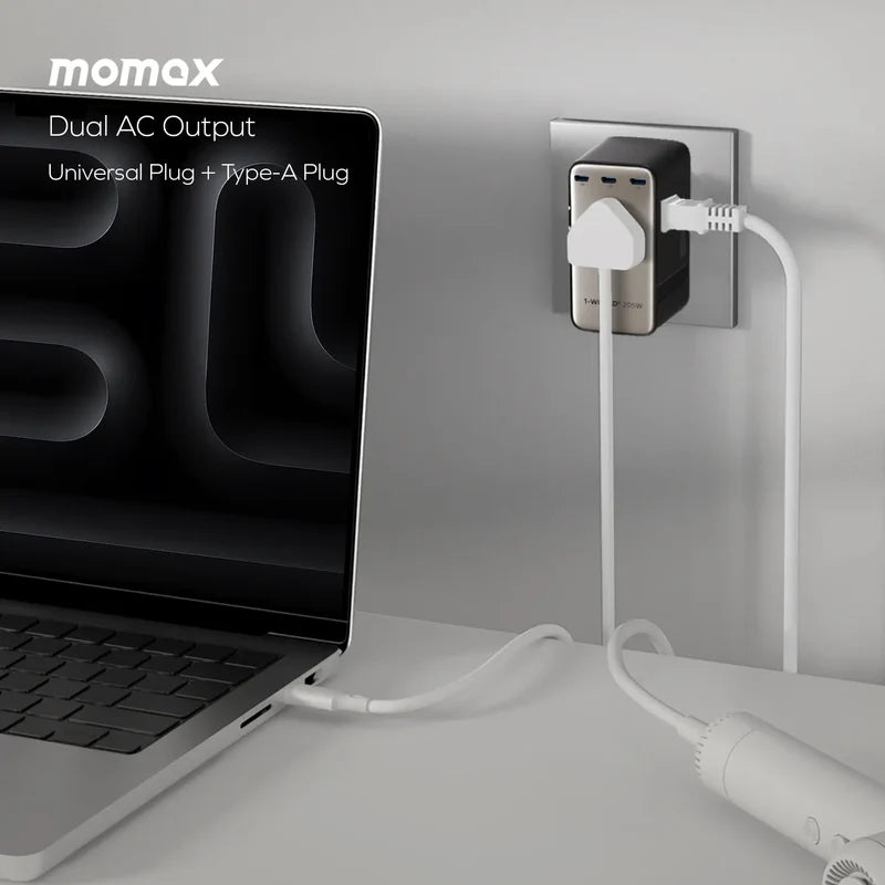 MOMAX 1-World² 205W 7-Port Dual AC Travel Adapter