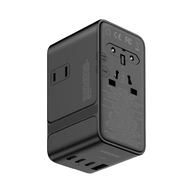 MOMAX 1-World² 205W 7-Port Dual AC Travel Adapter