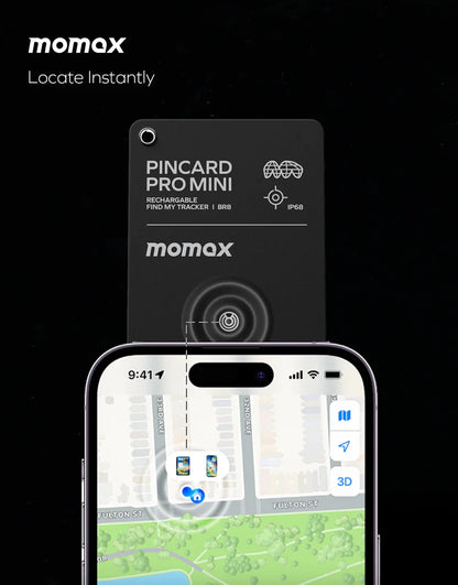 MOMAX PinCard Pro Mini Rechargeable Find My Locator